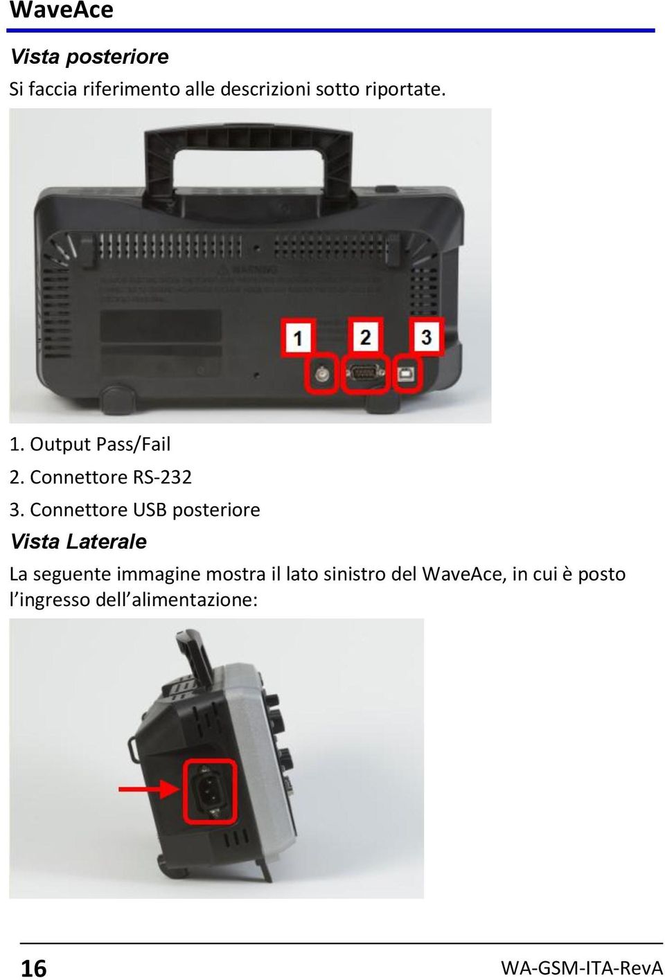 Connettore USB posteriore Vista Laterale La seguente immagine mostra il