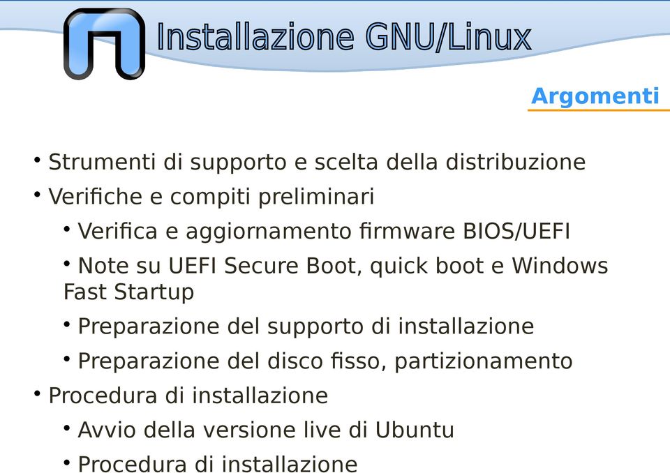 Fast Startup Preparazione del supporto di installazione Preparazione del disco fisso,