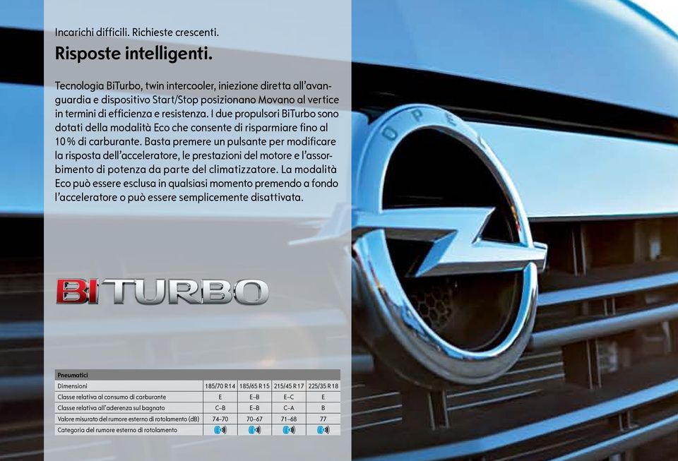 I due propulsori BiTurbo sono dotati della modalità Eco che consente di risparmiare fino al 10 % di carburante.