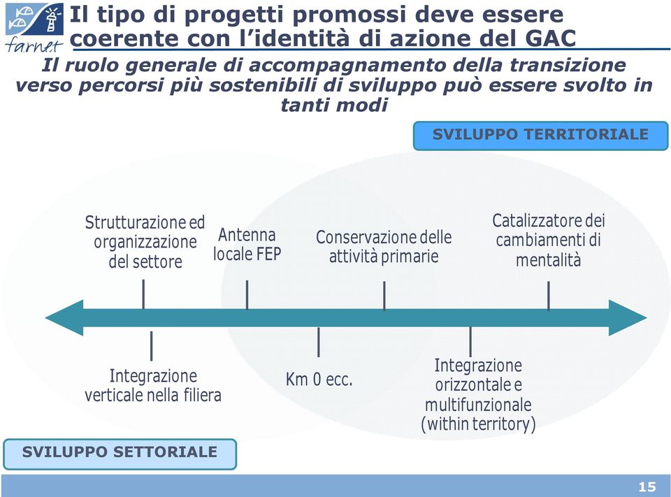 organizzazione del settore Antenna locale FEP Conservazionedelle attività primarie Catalizzatoredei cambiamentidi mentalità