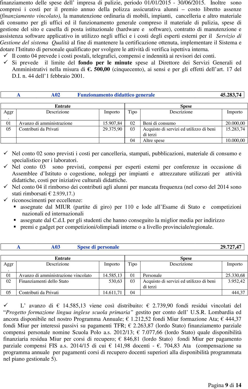 altro materiale di consumo per gli uffici ed il funzionamento generale compreso il materiale di pulizia, spese di gestione del sito e casella di posta istituzionale (hardware e software), contratto