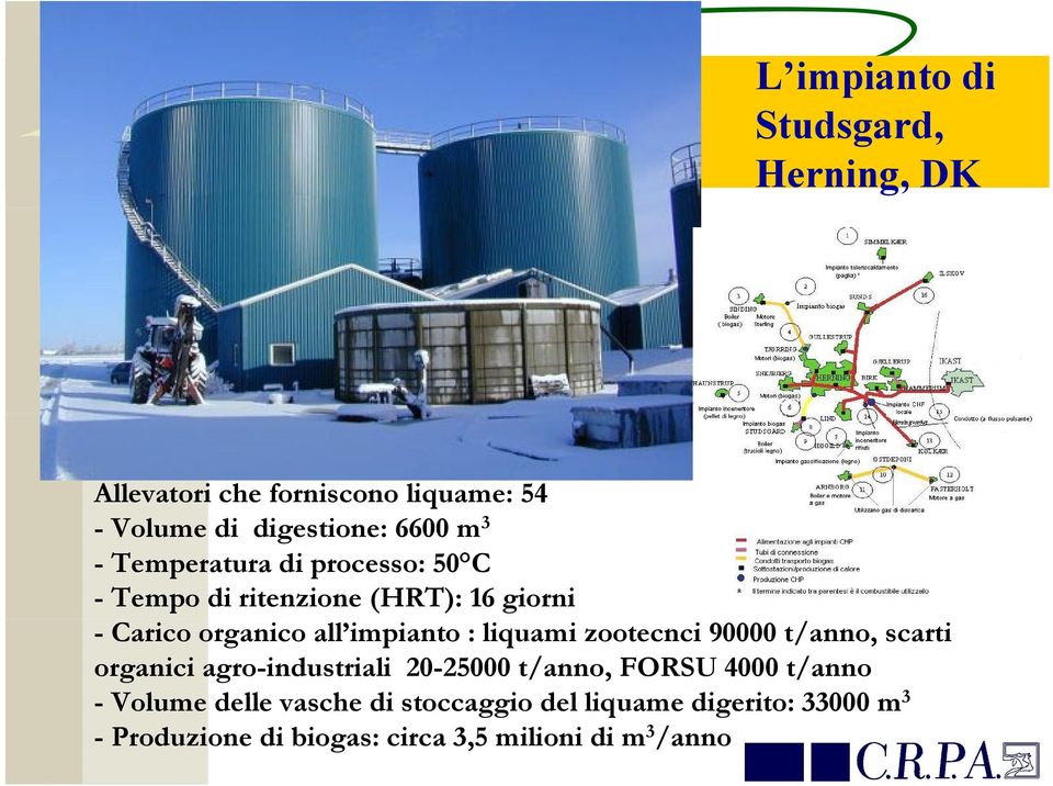 liquami zootecnci 90000 t/anno, scarti organici agro-industriali 20-25000 t/anno, FORSU 4000 t/anno - Volume