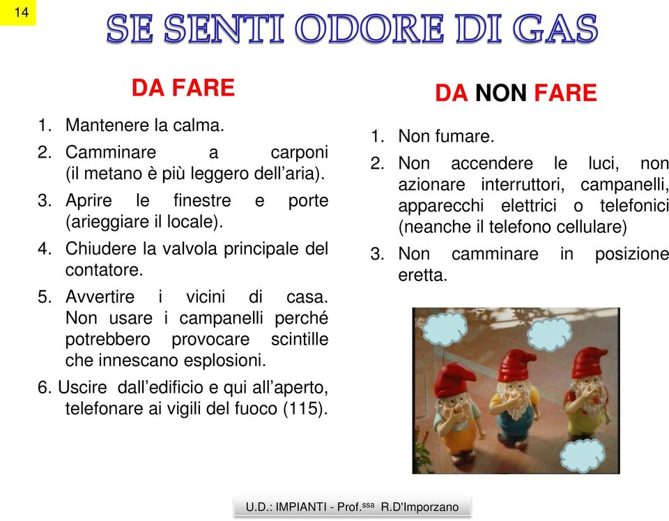 Non usare i campanelli perché potrebbero provocare scintille che innescano esplosioni. 6.