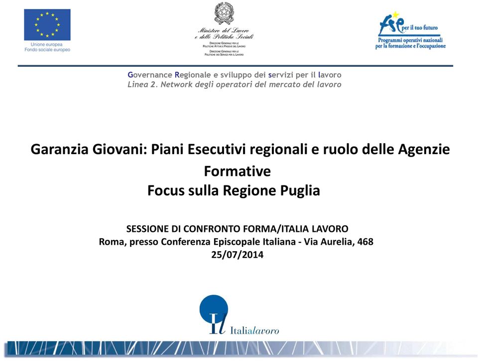 regionali e ruolo delle Agenzie Formative Focus sulla Regione Puglia SESSIONE DI