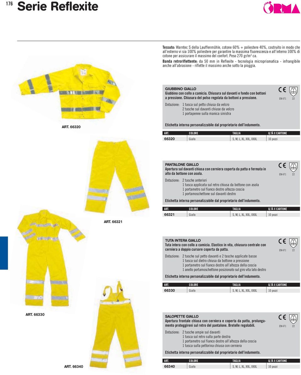 Banda retroriflettente: da 50 mm in eflexite - tecnologia microprismatica - infrangibile anche all abrasione - riflette il massimo anche sotto la pioggia. GIUBBINO GIALLO Giubbino con collo a camicia.