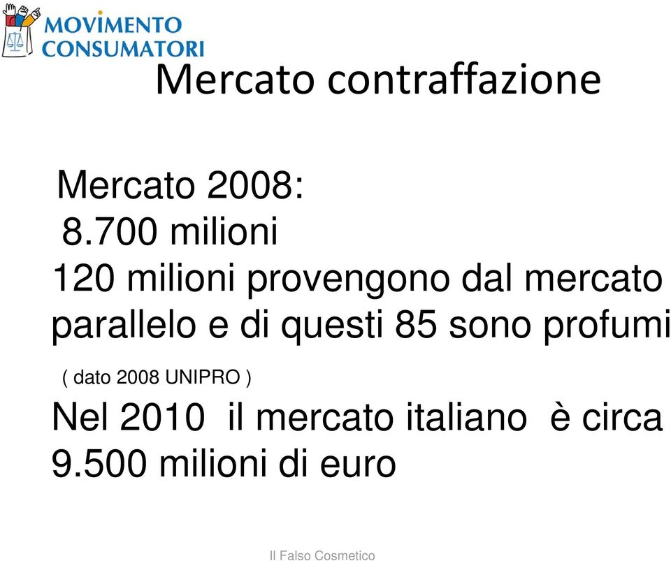 parallelo e di questi 85 sono profumi ( dato 2008