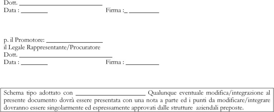 presente documento dovrà essere presentata con una nota a parte ed i punti da