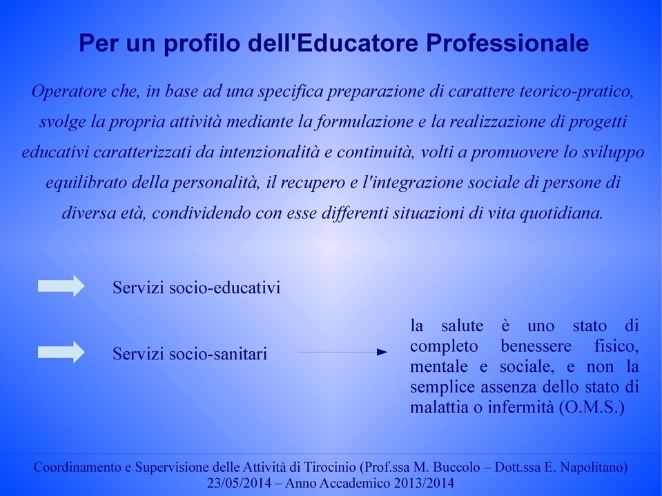 personalità, il recupero e l'integrazione sociale di persone di diversa età, condividendo con esse differenti situazioni di vita quotidiana.