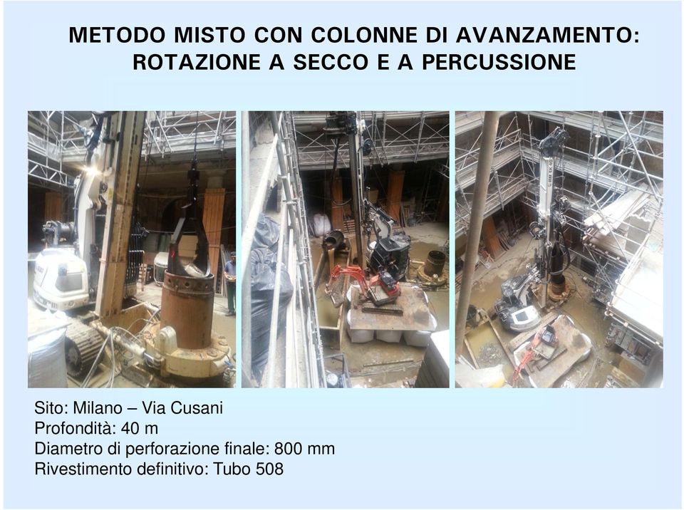 Via Cusani Profondità: 40 m Diametro di