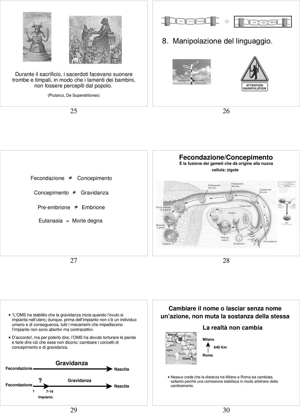 Eutanasia = Morte degna 27 28 P L OMS ha stabilito che la gravidanza inizia quando l ovulo si impianta nell utero; dunque, prima dell impianto non c è un individuo umano e di conseguenza, tutti i