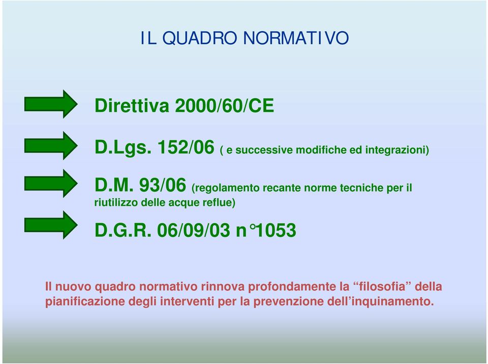 93/06 (regolamento recante norme tecniche per il riutilizzo delle acque reflue) D.G.R.