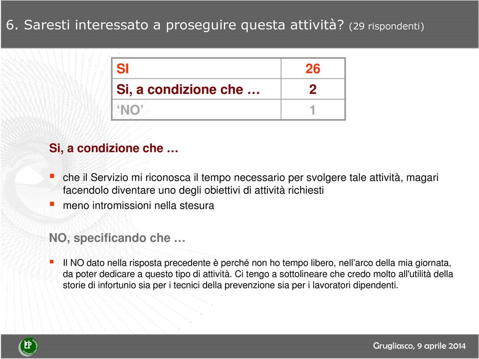 magari facendolo diventare uno degli obiettivi di attività richiesti meno intromissioni nella stesura NO, specificando che Il NO dato nella risposta