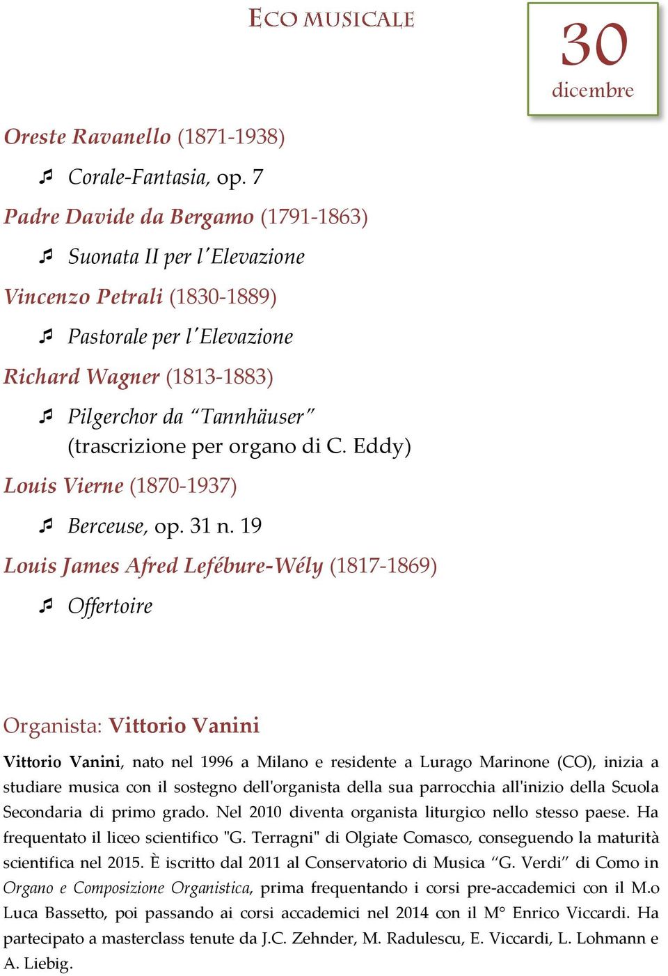 di C. Eddy) Louis Vierne (1870-1937) Berceuse, op. 31 n.