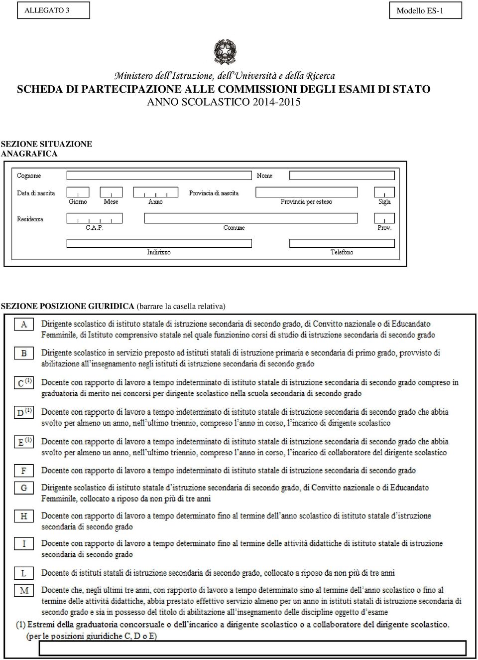 COMMISSIONI DEGLI ESAMI DI STATO ANNO SCOLASTICO 2014-2015