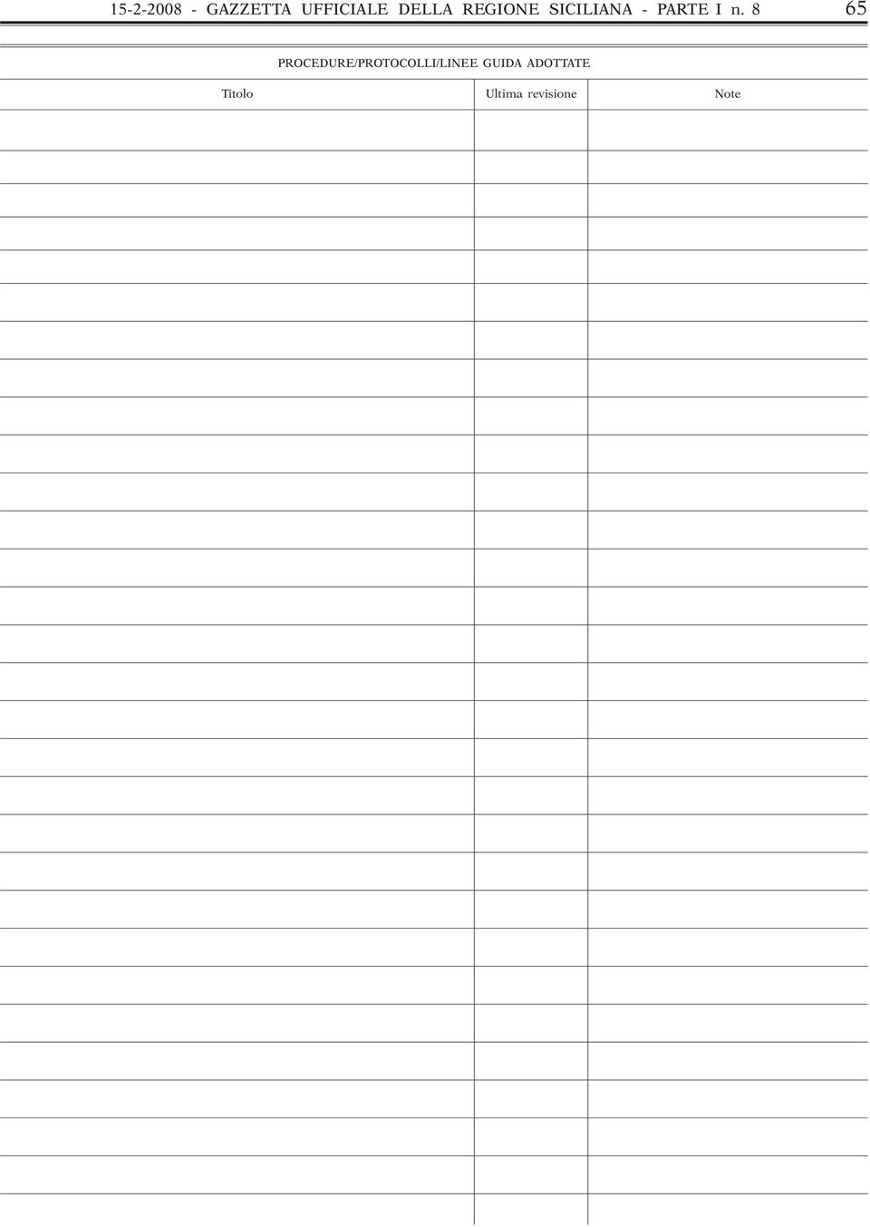 n. 8 65 PROCEDURE/PROTOCOLLI/LINEE