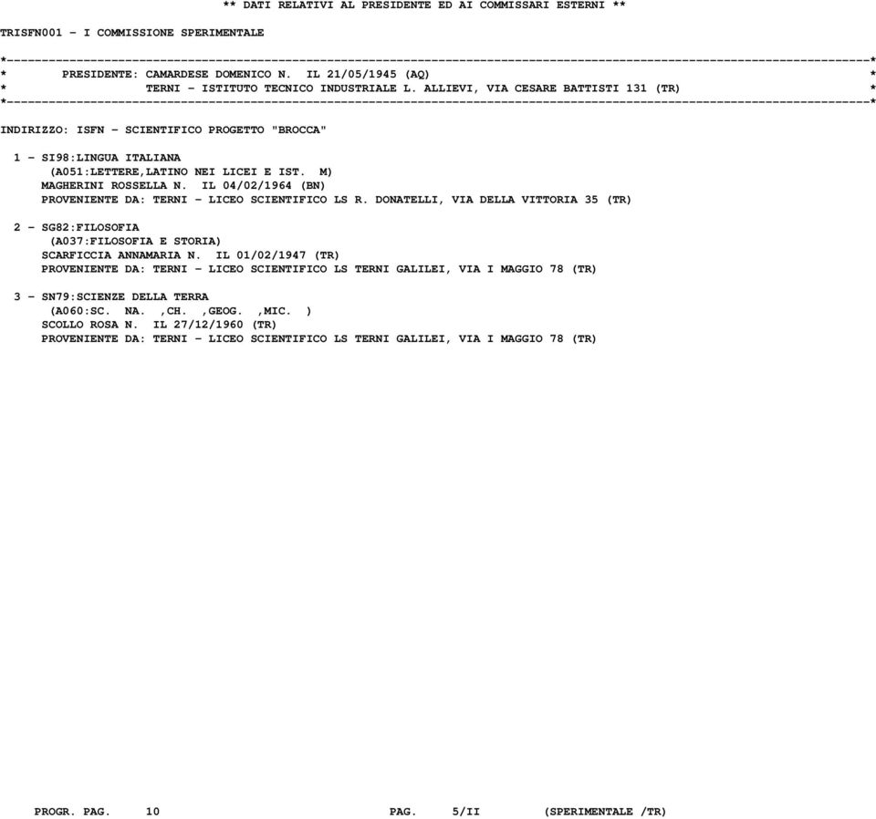 IL 04/02/1964 (BN) PROVENIENTE DA: TERNI - LICEO SCIENTIFICO LS R. DONATELLI, VIA DELLA VITTORIA 35 (TR) 2 - SG82:FILOSOFIA (A037:FILOSOFIA E STORIA) SCARFICCIA ANNAMARIA N.