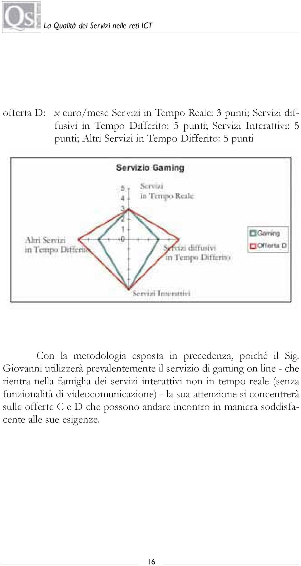 Giovanni utilizzerà prevalentemente il servizio di gaming on line - che rientra nella famiglia dei servizi interattivi non in tempo reale (senza