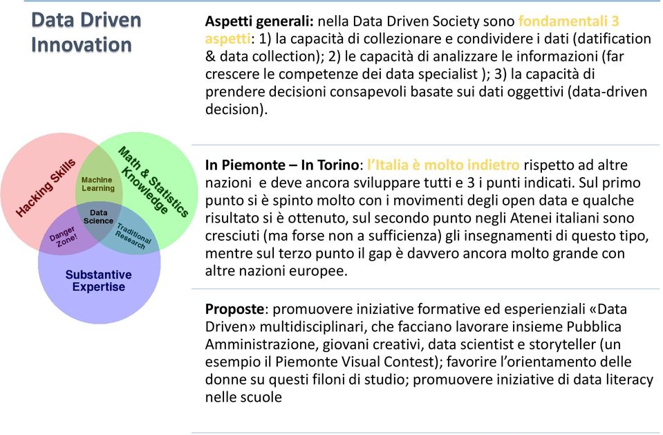 In Piemonte In Torino: l Italia è molto indietro rispetto ad altre nazioni e deve ancora sviluppare tutti e 3 i punti indicati.