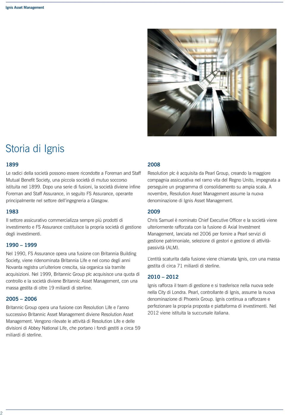 1983 Il settore assicurativo commercializza sempre più prodotti di investimento e FS Assurance costituisce la propria società di gestione degli investimenti.