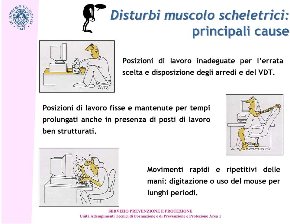 Posizioni di lavoro fisse e mantenute per tempi prolungati anche in presenza di