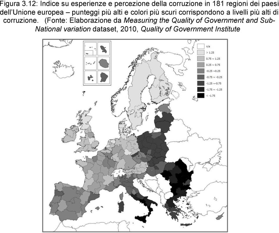 dell Unione europea punteggi più alti e colori più scuri corrispondono a livelli