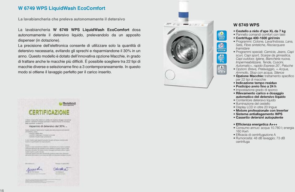 Questo modello è dotato dell innovativa opzione Macchie, in grado di trattare anche le macchie più difficili.