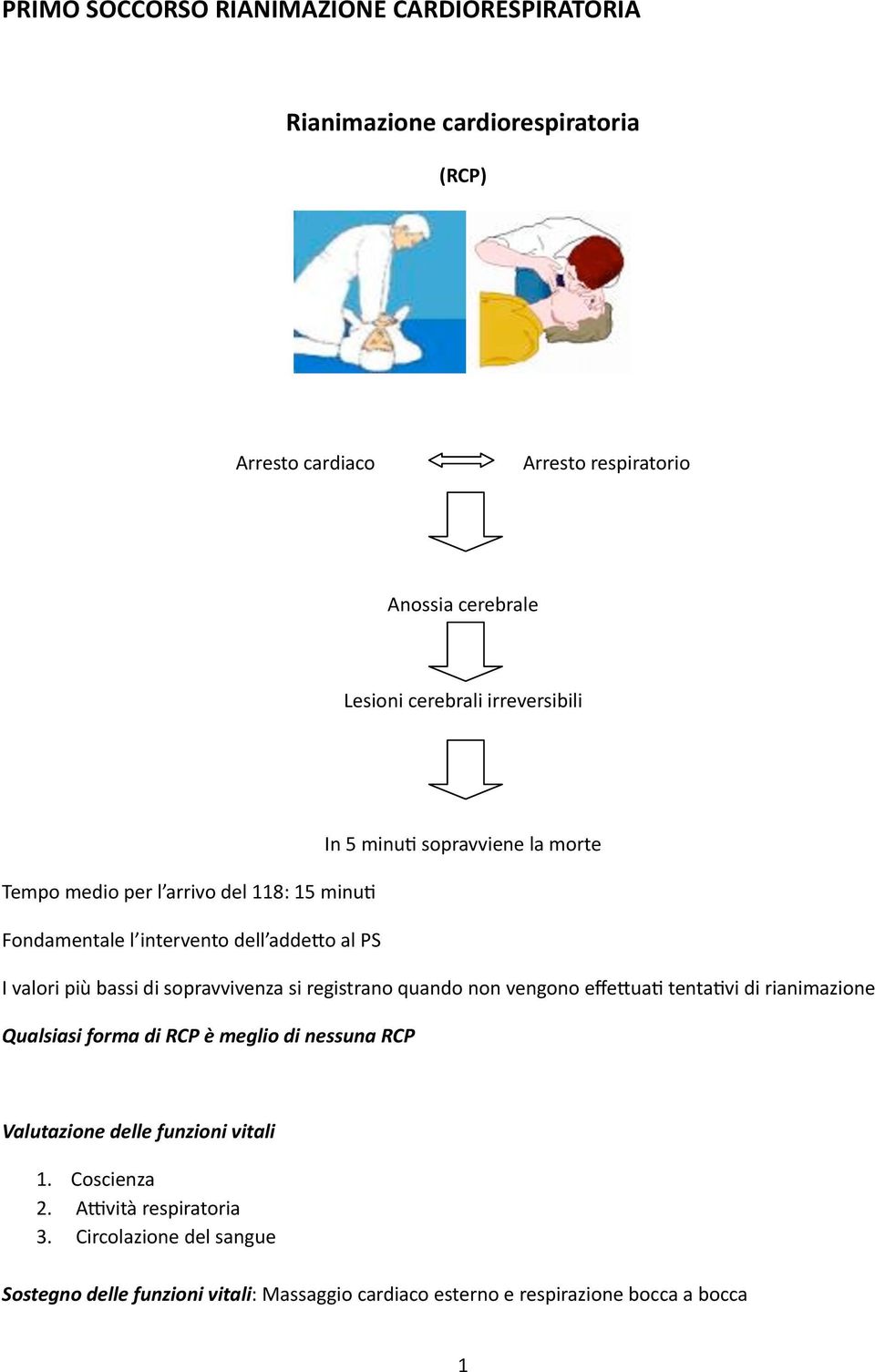 bassi di sopravvivenza si registrano quando non vengono effe=ua6 tenta6vi di rianimazione Qualsiasi forma di RCP è meglio di nessuna RCP Valutazione delle