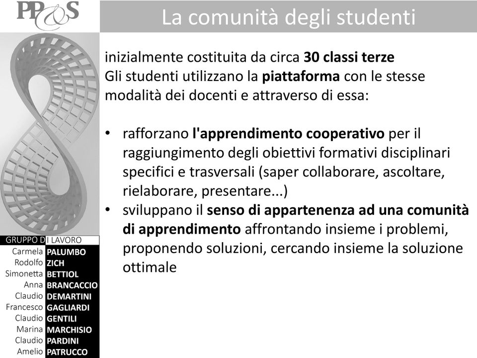 formativi disciplinari specifici e trasversali (saper collaborare, ascoltare, rielaborare, presentare.