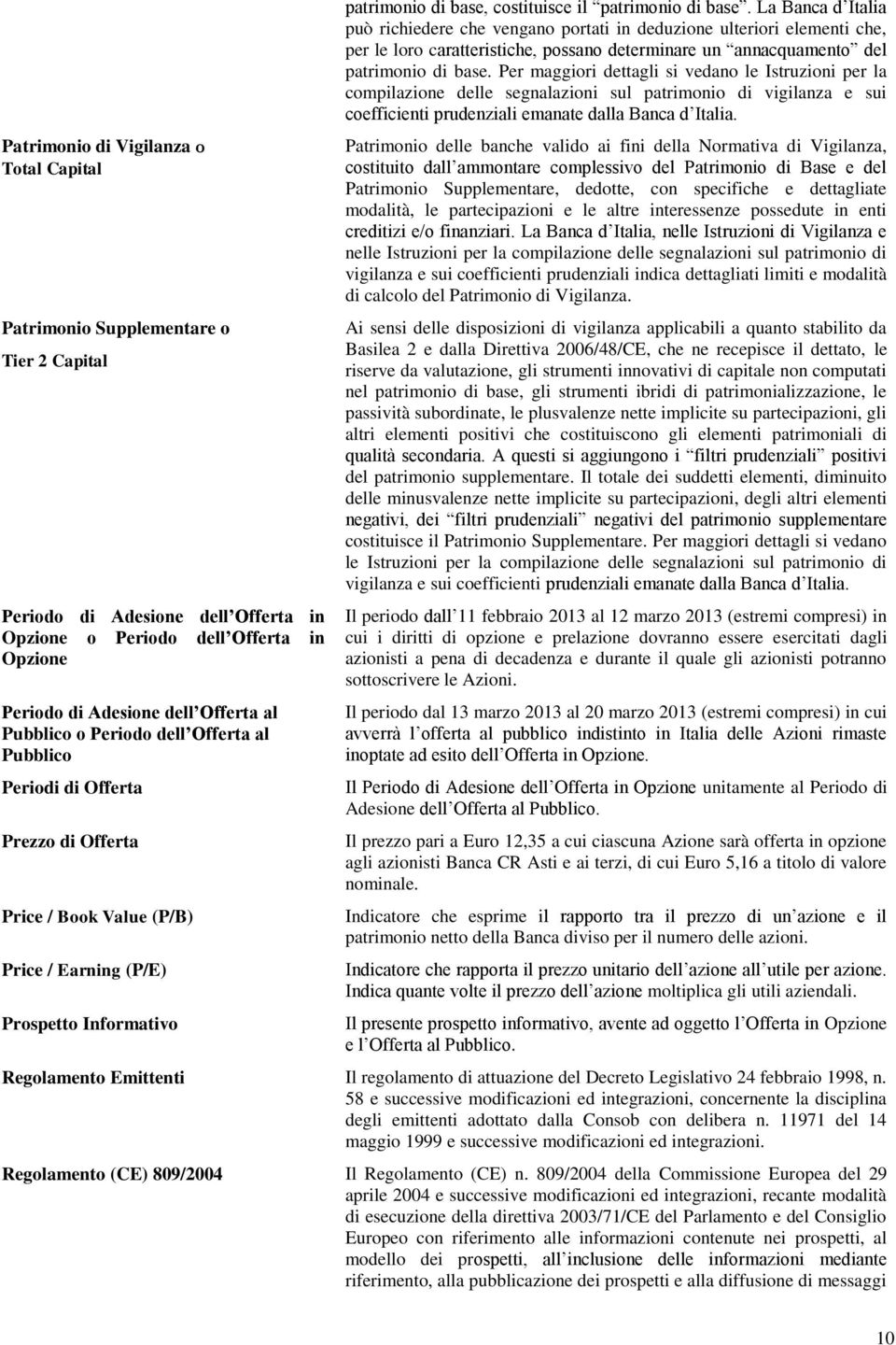 base. La Banca d Italia può richiedere che vengano portati in deduzione ulteriori elementi che, per le loro caratteristiche, possano determinare un annacquamento del patrimonio di base.