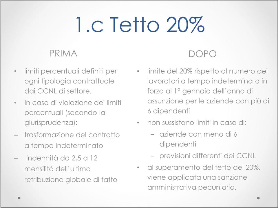 ultima retribuzione globale di fatto DOPO limite del 20% rispetto al numero dei lavoratori a tempo indeterminato in forza al 1 gennaio dell anno di assunzione