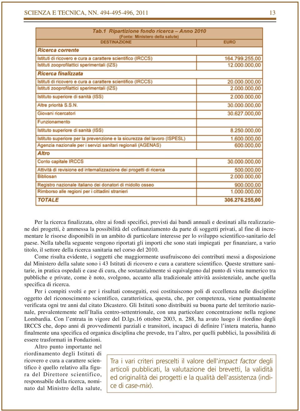 parte di soggetti privati, al fine di incrementare le risorse disponibili in un ambito di particolare interesse per lo sviluppo scientifico-sanitario del paese.