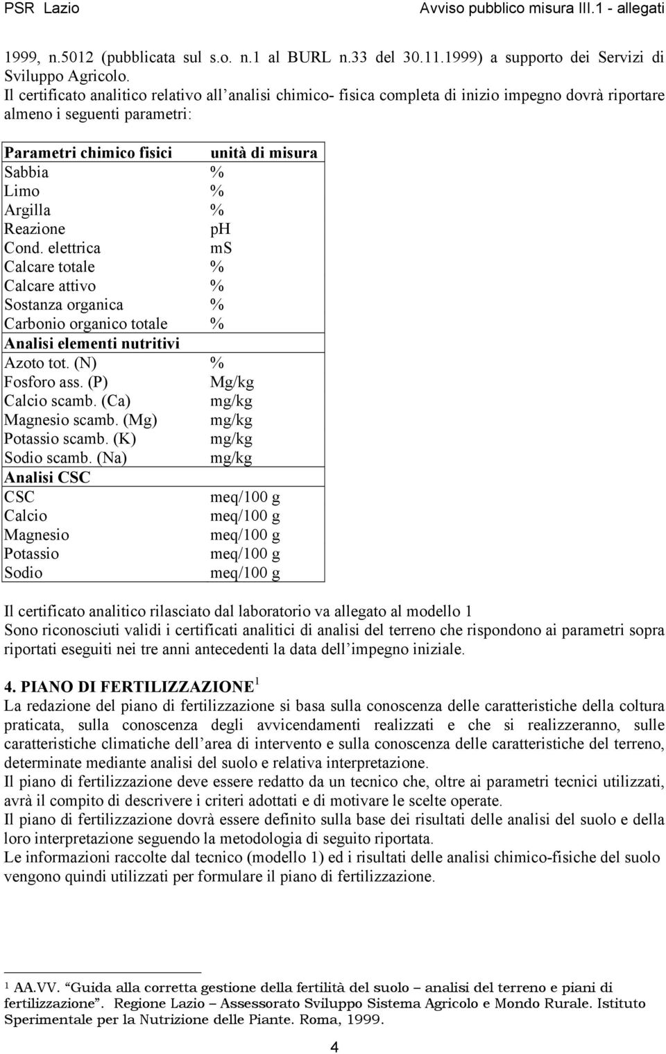 % Reazione ph Cond. elettrica ms Calcare totale % Calcare attivo % Sostanza organica % Carbonio organico totale % Analisi elementi nutritivi Azoto tot. (N) % Fosforo ass. (P) Mg/kg Calcio scamb.