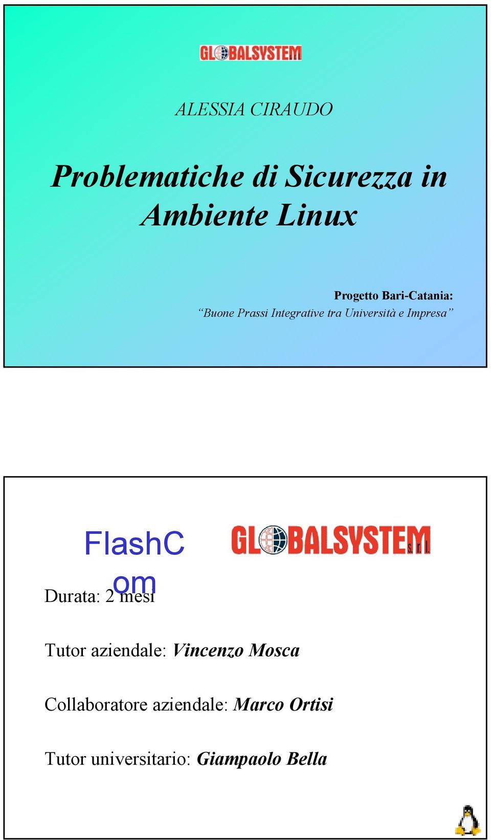 Impresa FlashC om Durata: 2 mesi Tutor aziendale: Vincenzo Mosca