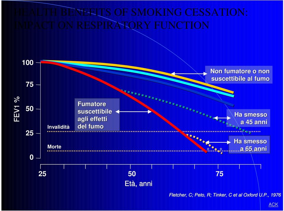 suscettibile agli effetti del fumo Morte + + Ha smesso a 45 anni Ha smesso a