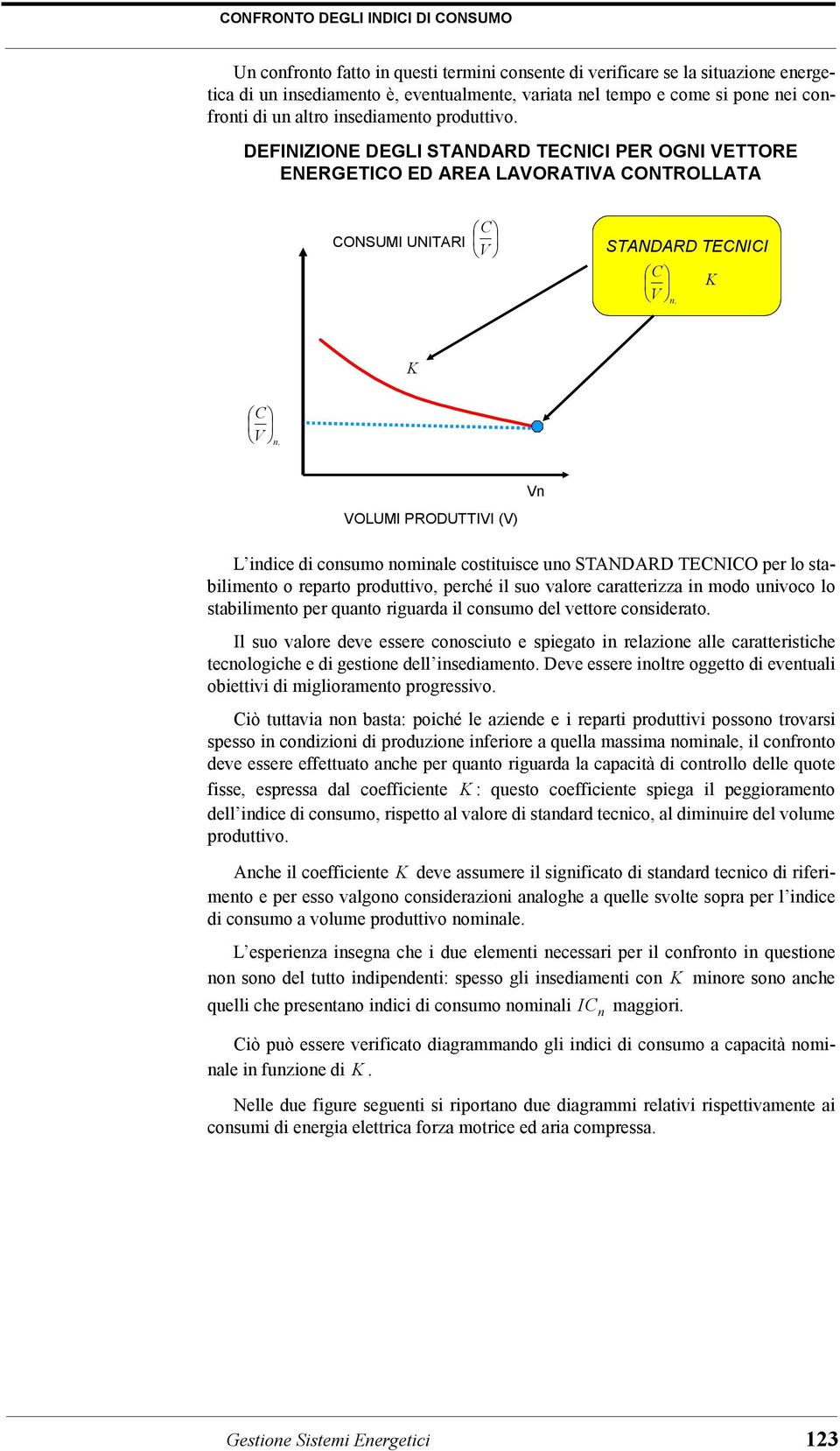 n OLUMI PRODUTTII () L indice di consumo nominale costituisce uno STANDARD TENIO per lo stabilimento o reparto produttivo, perché il suo valore caratterizza in modo univoco lo stabilimento per quanto