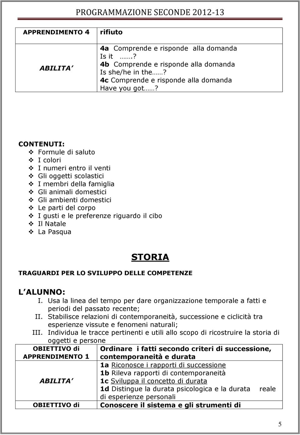 cibo Il Natale La Pasqua STORIA L ALUNNO: I. Usa la linea del tempo per dare organizzazione temporale a fatti e periodi del passato recente; II.