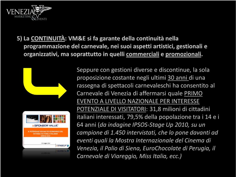 PRIMO EVENTO A LIVELLO NAZIONALE PER INTERESSE POTENZIALE DIVISITATORI: 31,8 milioni di cittadini italiani interessati, 79,5% della popolazione tra i 14 e i 64 anni (da indagine IPSOS-StageUp 2010,