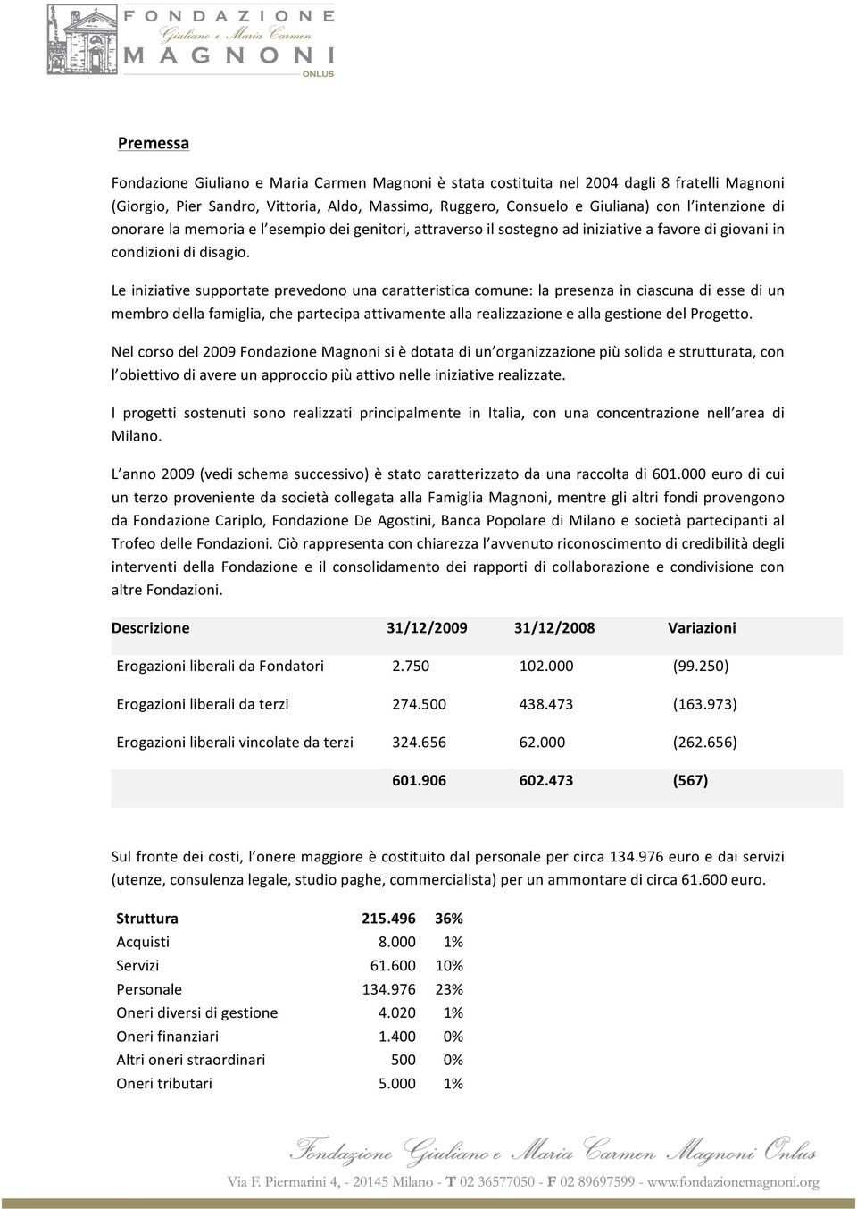 Le iniziative supportate prevedono una caratteristica comune: la presenza in ciascuna di esse di un membro della famiglia, che partecipa attivamente alla realizzazione e alla gestione del Progetto.