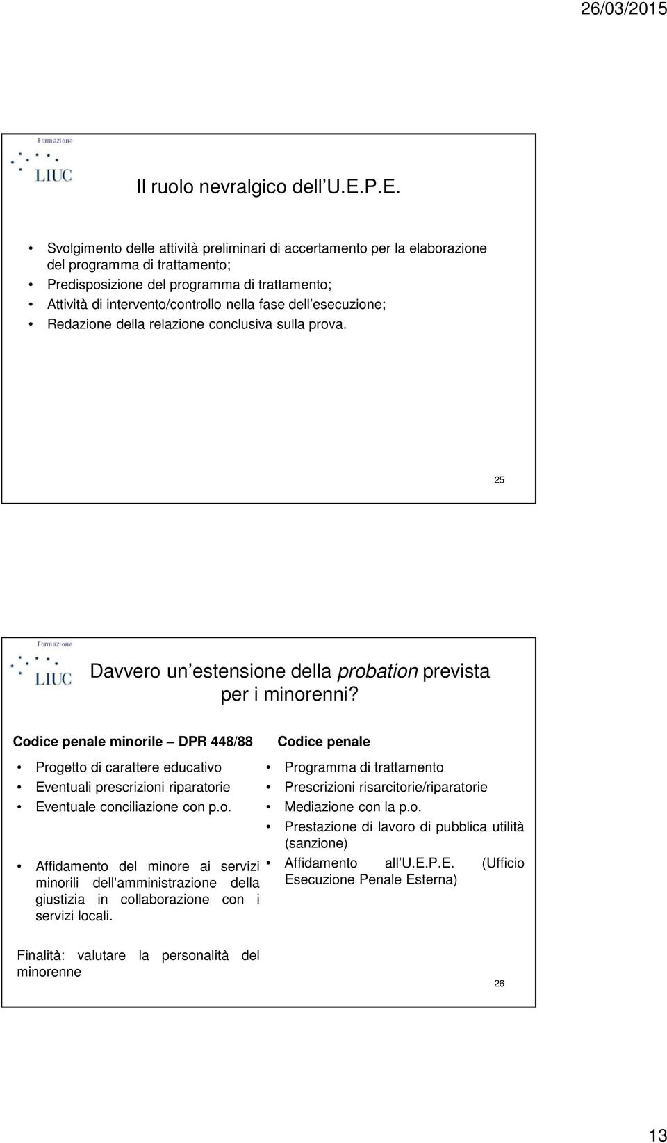 dell esecuzione; Redazione della relazione conclusiva sulla prova. 25 Davvero un estensione della probation prevista per i minorenni?