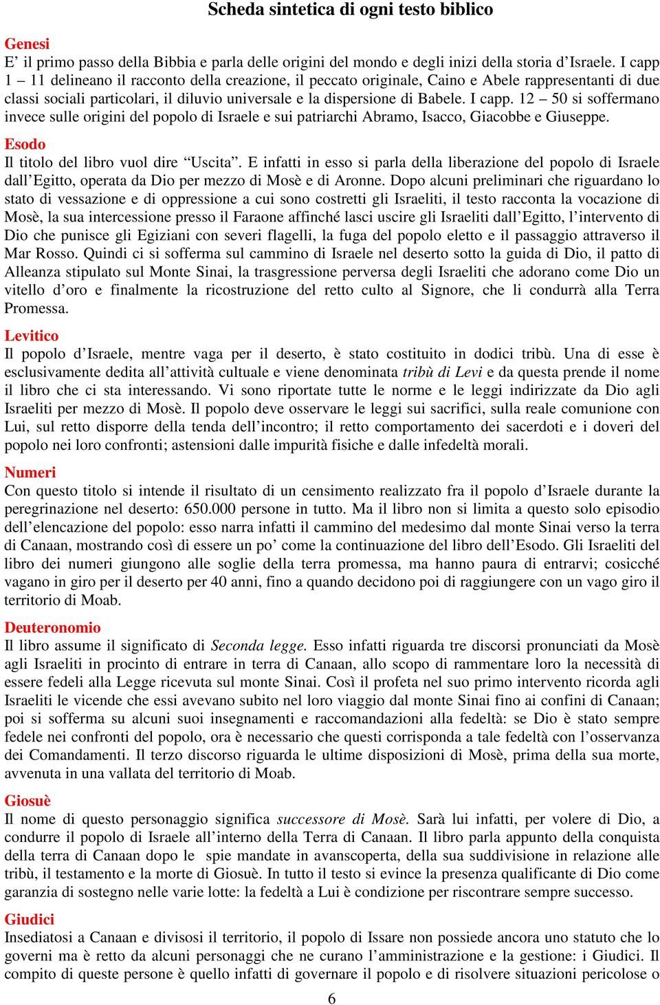 12 50 si soffermano invece sulle origini del popolo di Israele e sui patriarchi Abramo, Isacco, Giacobbe e Giuseppe. Esodo Il titolo del libro vuol dire Uscita.