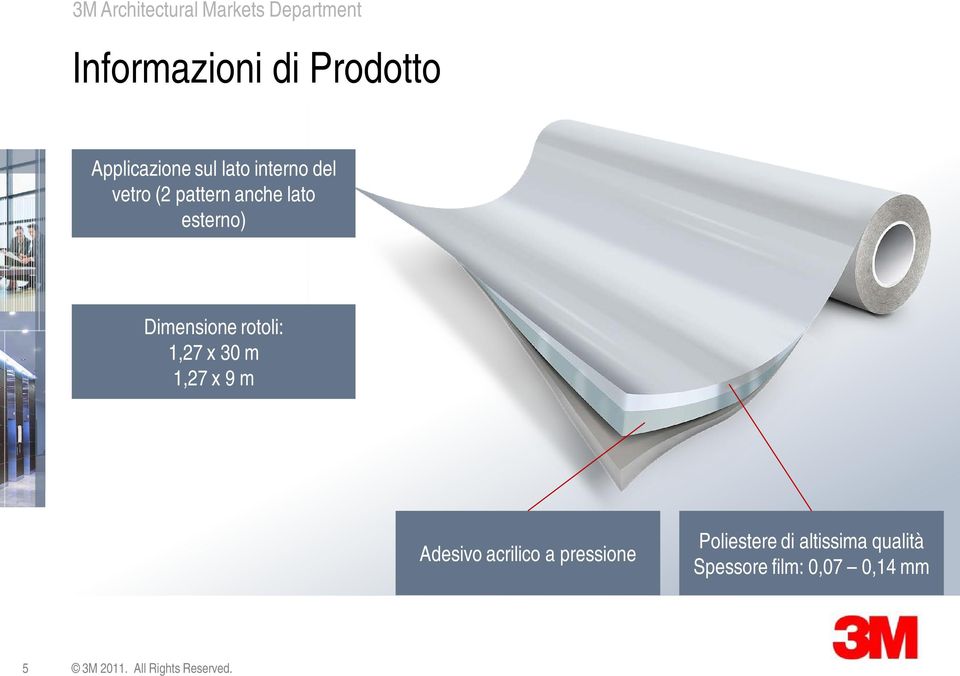 1,27 x 9 m Adesivo acrilico a pressione Poliestere di altissima