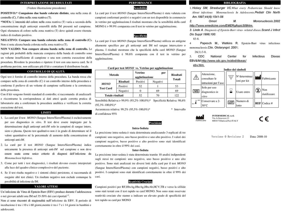 Ogni sfumatura di colore nella zona reattiva (T) deve quindi essere ritenuta indice di risultato positivo. NEGATIVO: Compare una banda colorata nella zona di controllo (C).