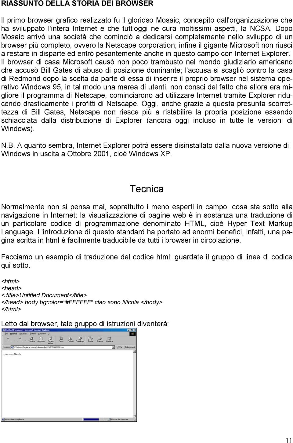 Dopo Mosaic arrivò una società che cominciò a dedicarsi completamente nello sviluppo di un browser più completo, ovvero la Netscape corporation; infine il gigante Microsoft non riuscì a restare in