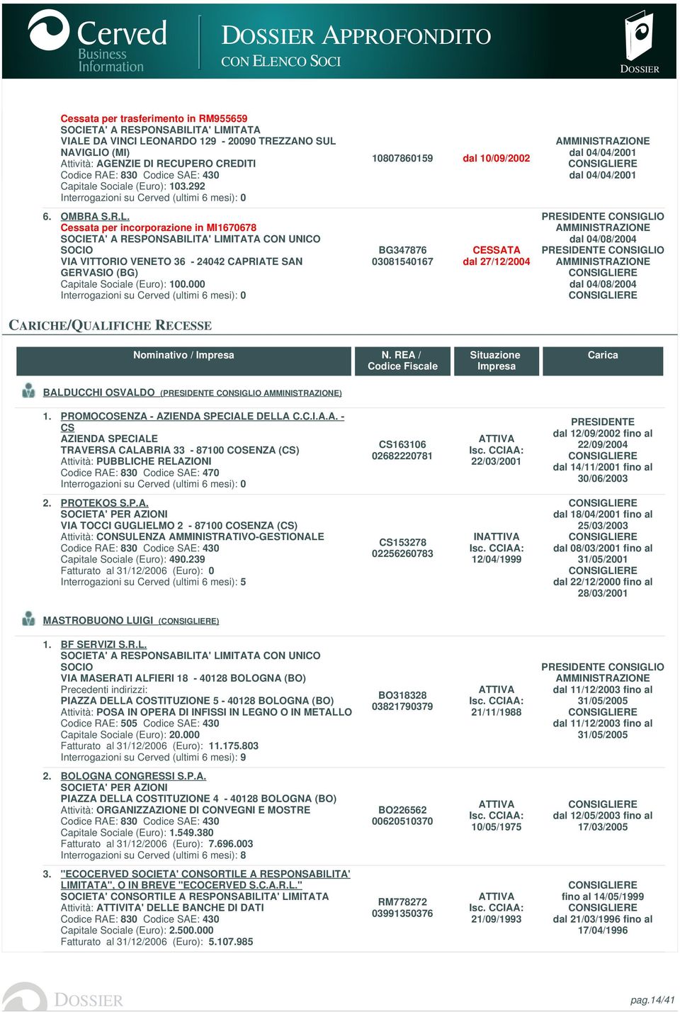 Cessata per incorporazione in MI1670678 CON UNICO SOCIO VIA VITTORIO VENETO 36-24042 CAPRIATE SAN GERVASIO (BG) Capitale Sociale (Euro): 100.