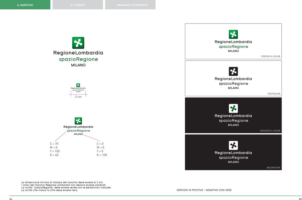 I colori del marchio Regione Lombardia non devono essere cambiati.