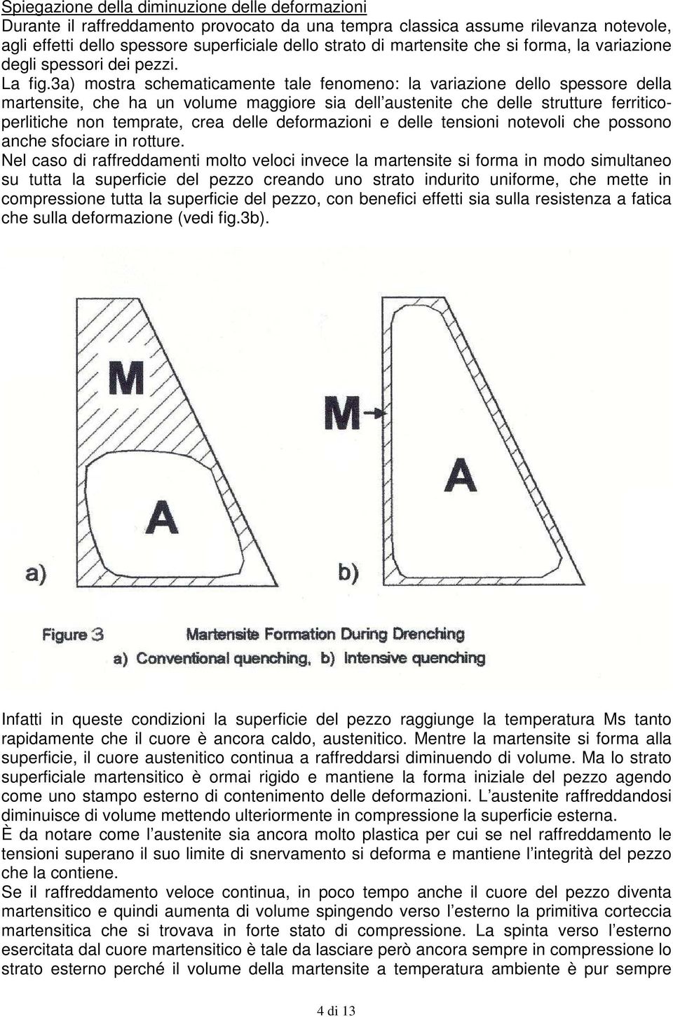 3a) mostra schematicamente tale fenomeno: la variazione dello spessore della martensite, che ha un volume maggiore sia dell austenite che delle strutture ferriticoperlitiche non temprate, crea delle