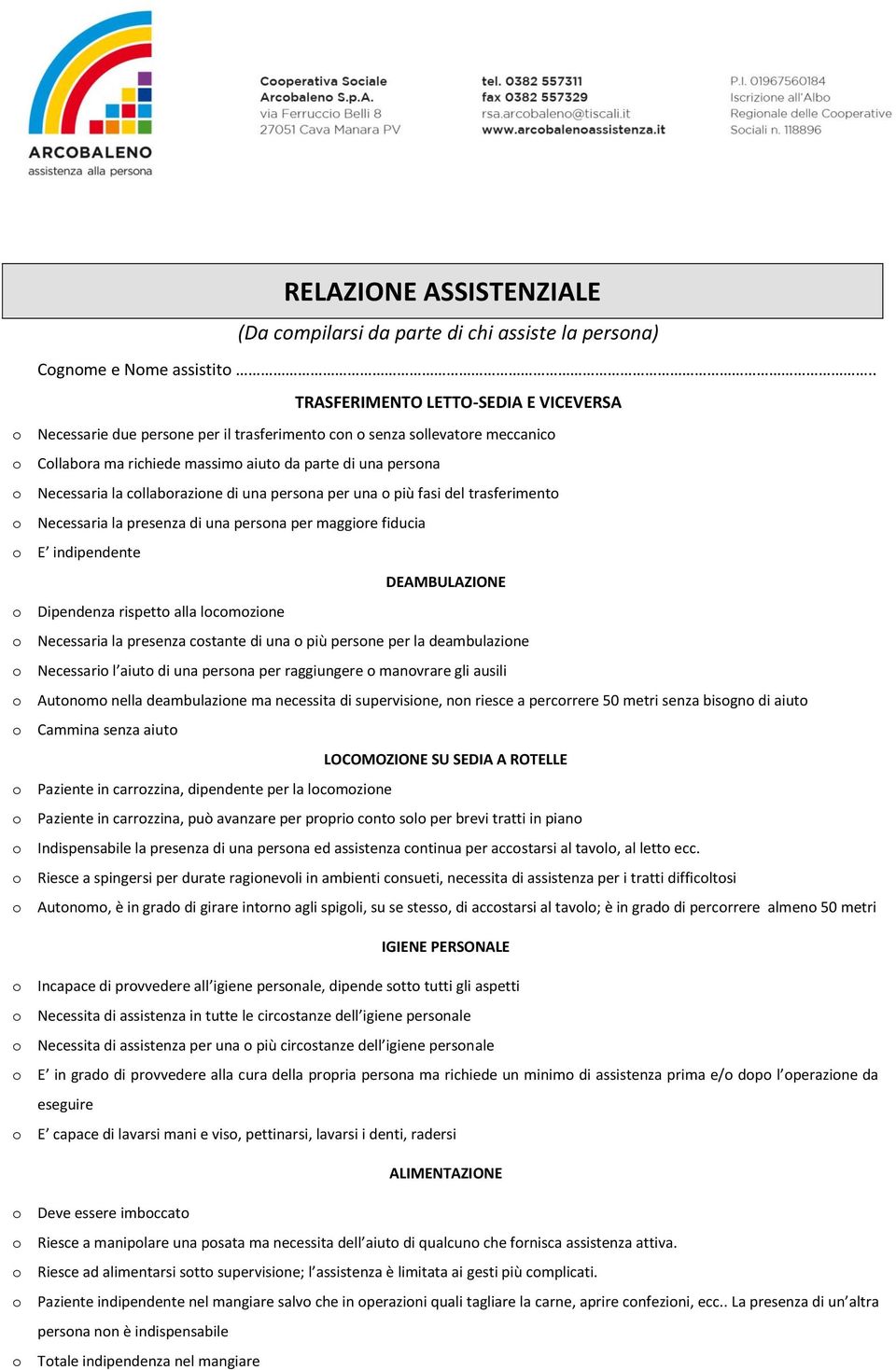 persna per una più fasi del trasferiment Necessaria la presenza di una persna per maggire fiducia E indipendente DEAMBULAZIONE Dipendenza rispett alla lcmzine Necessaria la presenza cstante di una