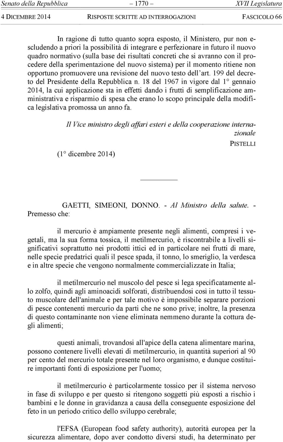 testo dell art. 199 del decreto del Presidente della Repubblica n.