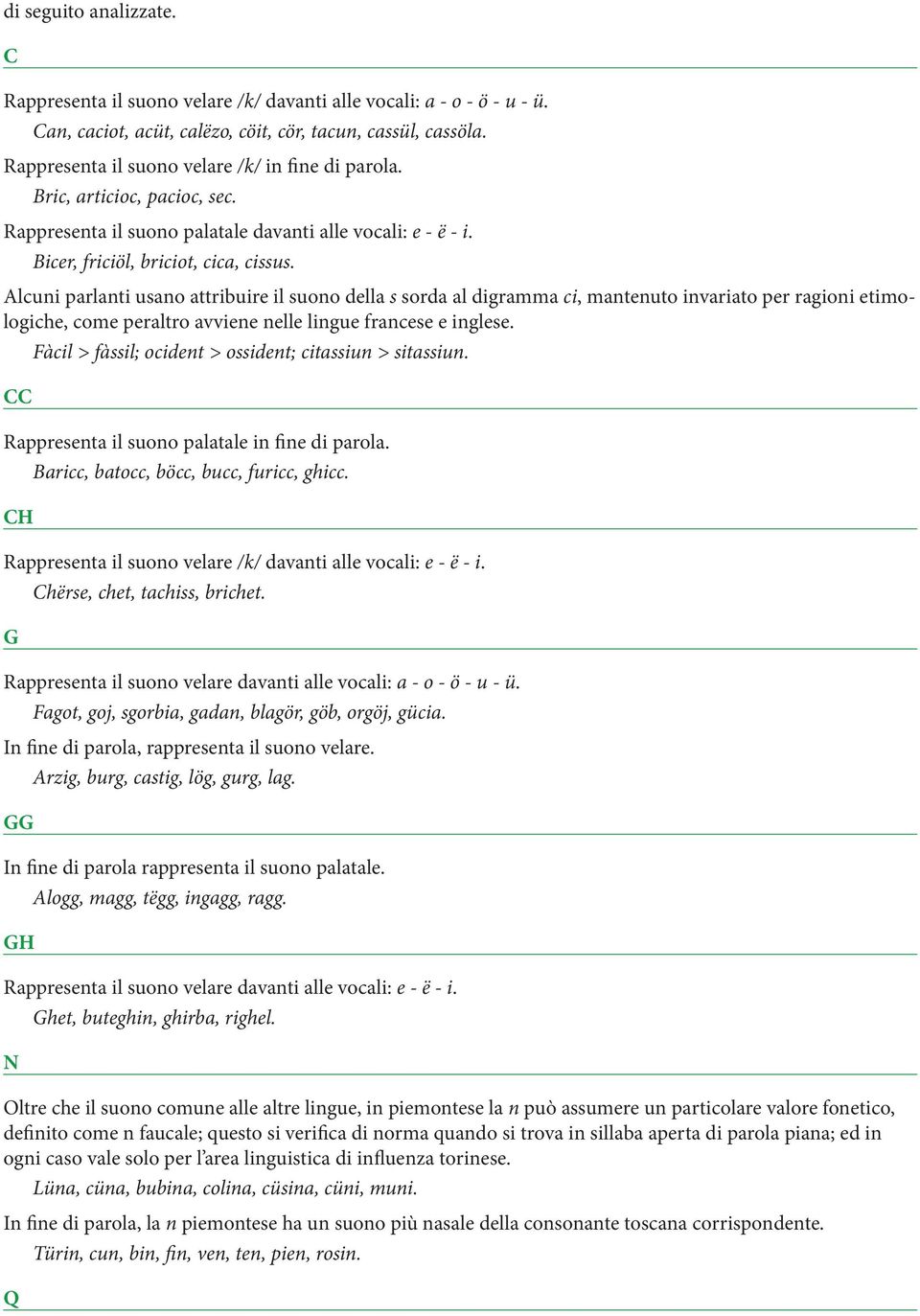 Alcuni parlanti usano attribuire il suono della s sorda al digramma ci, mantenuto invariato per ragioni etimologiche, come peraltro avviene nelle lingue francese e inglese.