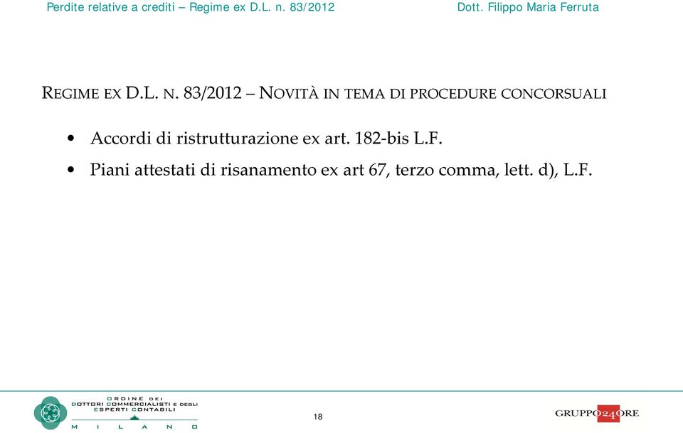 CONCORSUALI Accordi di ristrutturazione ex art.